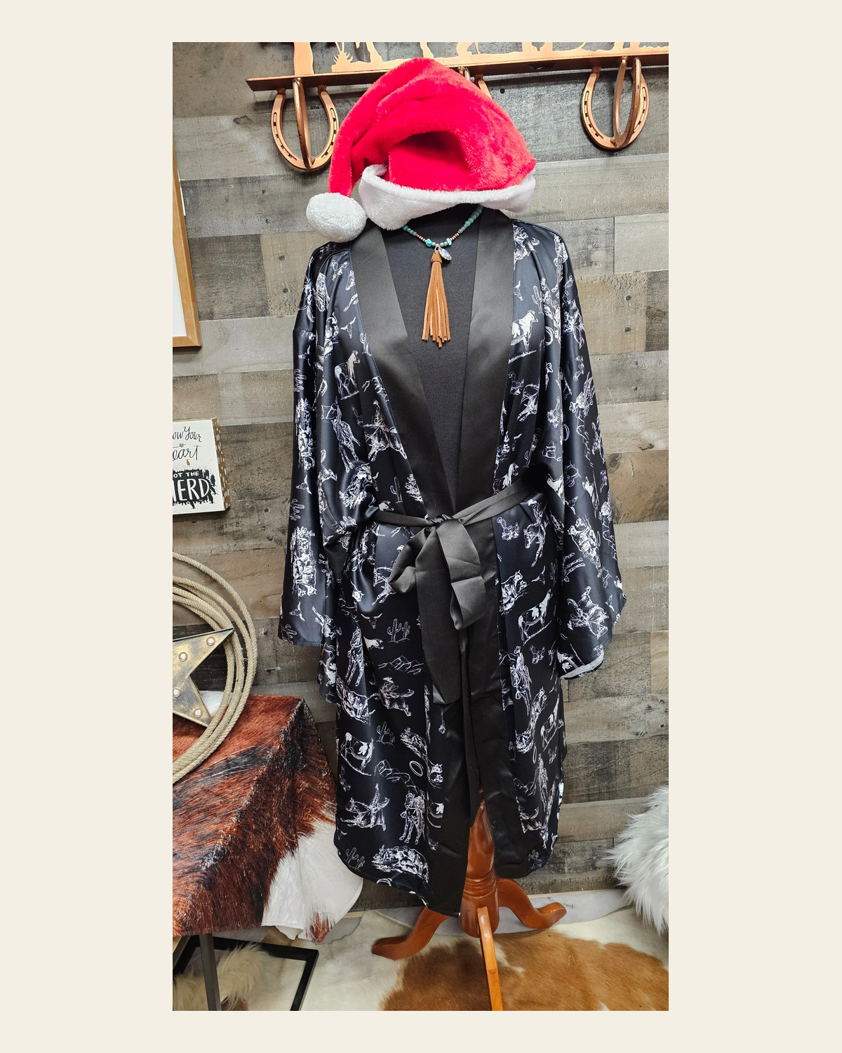 Baha Ranch Ranch Life Women's Lounge Kimono Robe on a warm cream background