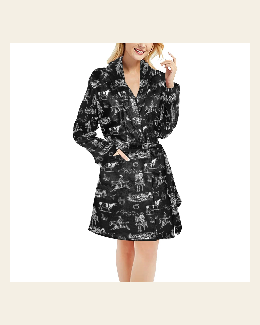 Baha Ranch Ranch Life Women's Western Bath Robe on a warm cream background