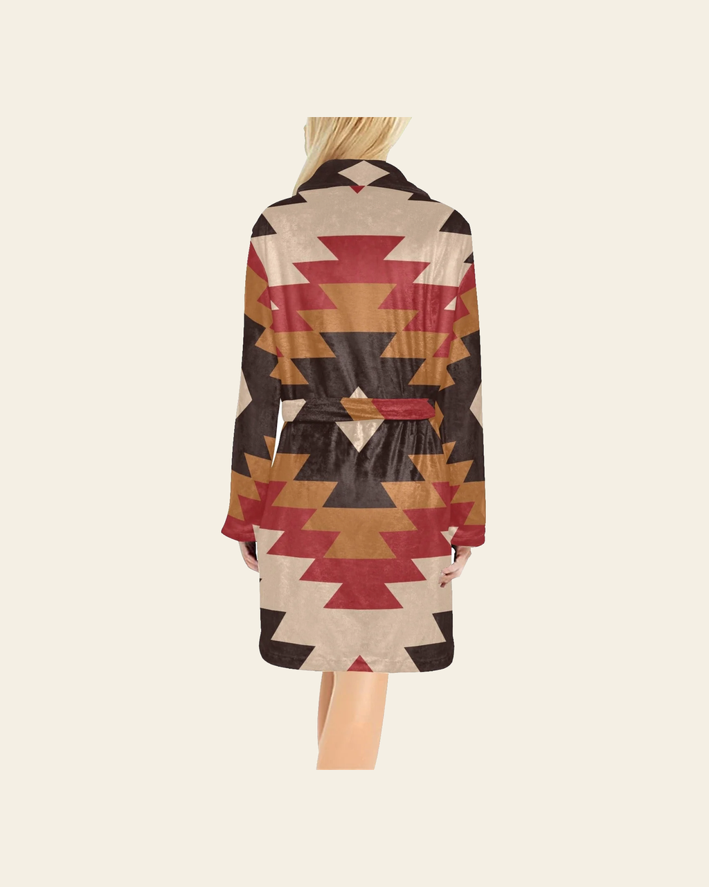 Baha Ranch Red Aztec Women's Western Bath Robe on a warm cream background