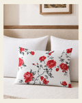 Baha Ranch Red Floral Pillowcase Made in America on a warm cream background