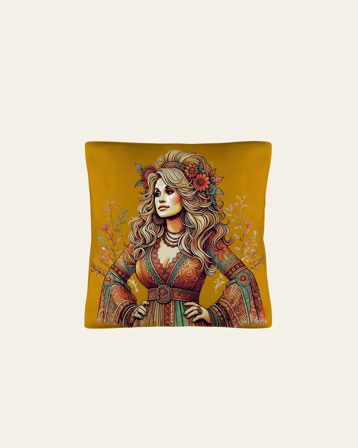 Baha Ranch Retro Dolly Pillow Case Made in America on a warm cream background