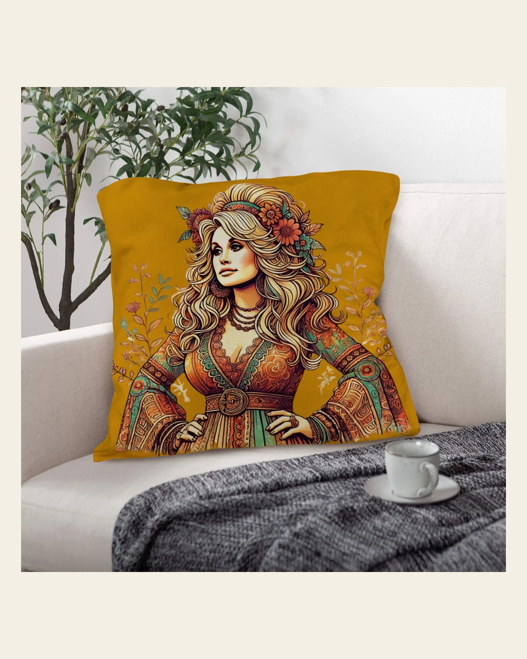 Baha Ranch Retro Dolly Pillow Case Made in America on a warm cream background
