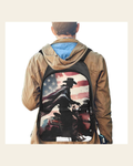 Baha Ranch Ride for America Backpack on a warm cream background