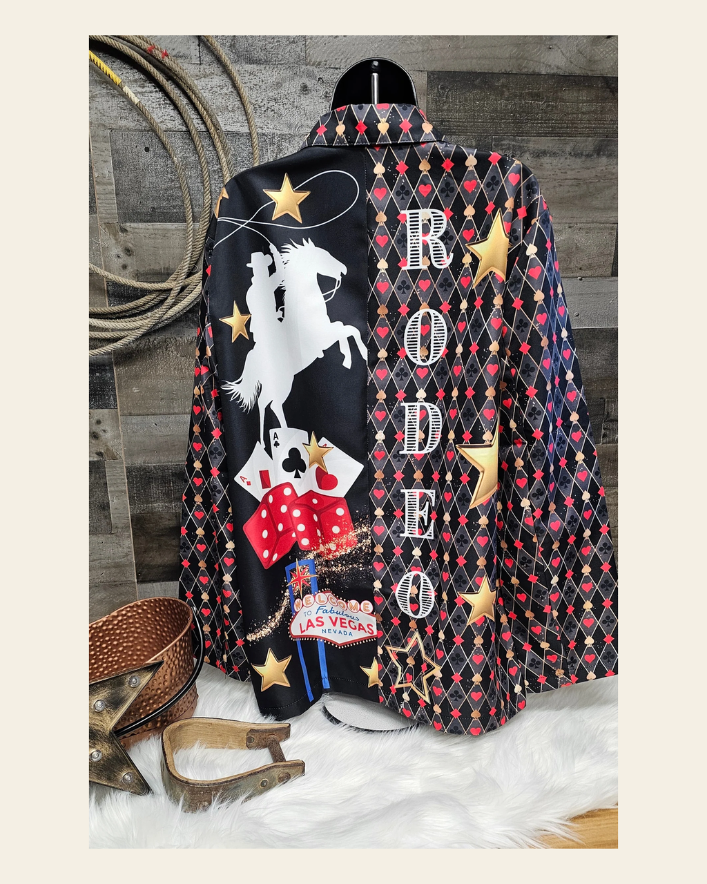 Baha Ranch Rodeo Vegas Women's Western Blazer on a warm cream background