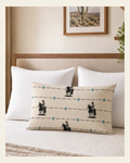 Baha Ranch Saddle Up Pillow Case Beige Made in America on a warm cream background