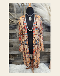 Baha Ranch Sahara Aztec Lightweight Cardigan on a warm cream background
