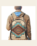 Baha Ranch Southwestern Aztec Backpack on a warm cream background