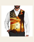 Baha Ranch Sunrise Patriot Men's Vest on a warm cream background