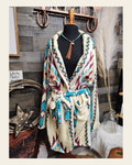 Baha Ranch Taos Aztec Women's Bath Robe on a warm cream background