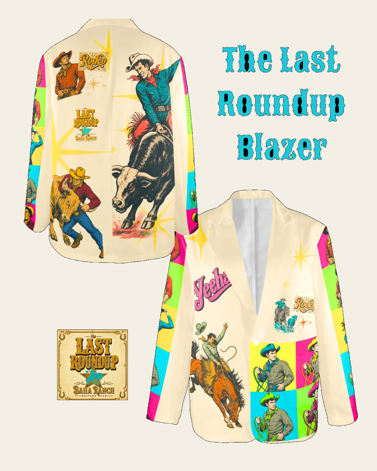 Baha Ranch The Last Roundup Blazer in Beige on a warm cream background