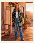 Baha Ranch The Last Roundup Lightweight Cardigan on a warm cream background