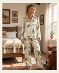 Baha Ranch The Last Roundup Western Rodeo Satin Pajama Set on a warm cream background