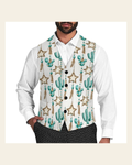 Baha Ranch Turquoise Christmas Cactus Men's Western Vest on a warm cream background