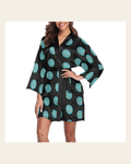 Baha Ranch Turquoise Concho Women's Lounge Kimono Robe on a warm cream background