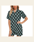 Baha Ranch Turquoise Concho Women's Western Pajama Set on a warm cream background