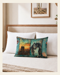 Baha Ranch Turquoise Dreams Pillow Case Made in America on a warm cream background
