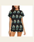 Baha Ranch Turquoise Naja Women's Pajama Short Set on a warm cream background