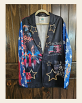 Baha Ranch Ultra Maga Trump Womens Blazer on a warm cream background