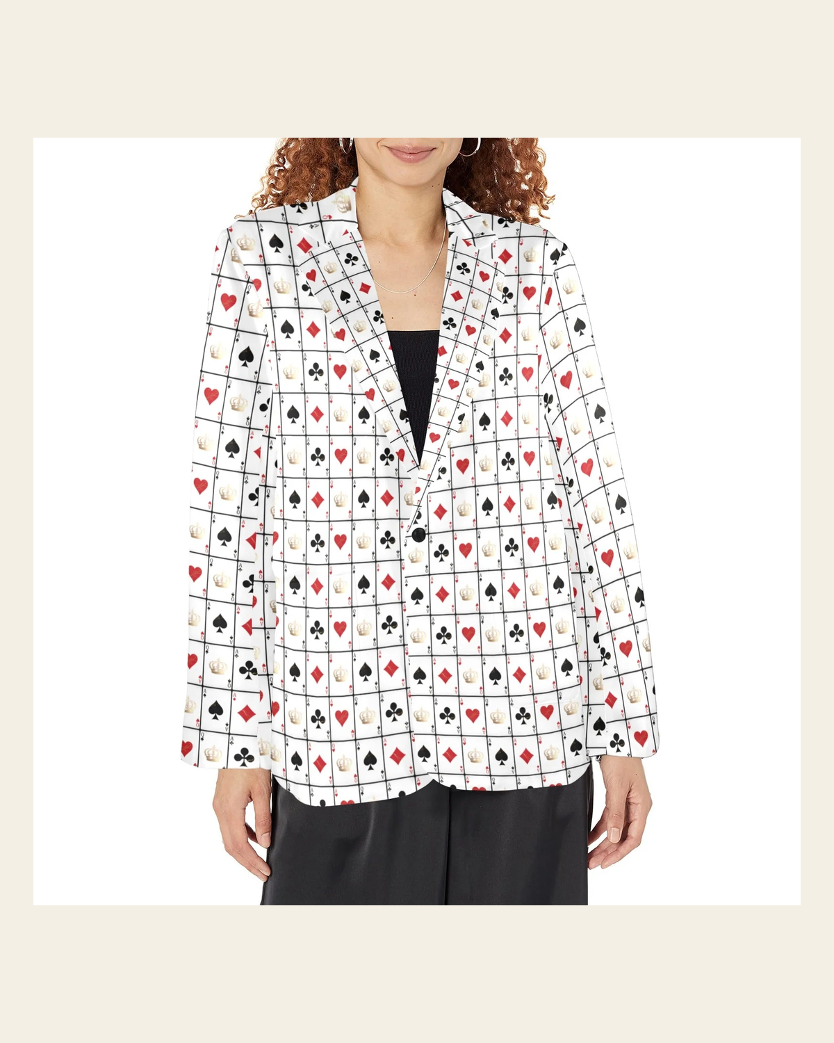 Baha Ranch Vegas Blackjack Women's Western Blazer on a warm cream background