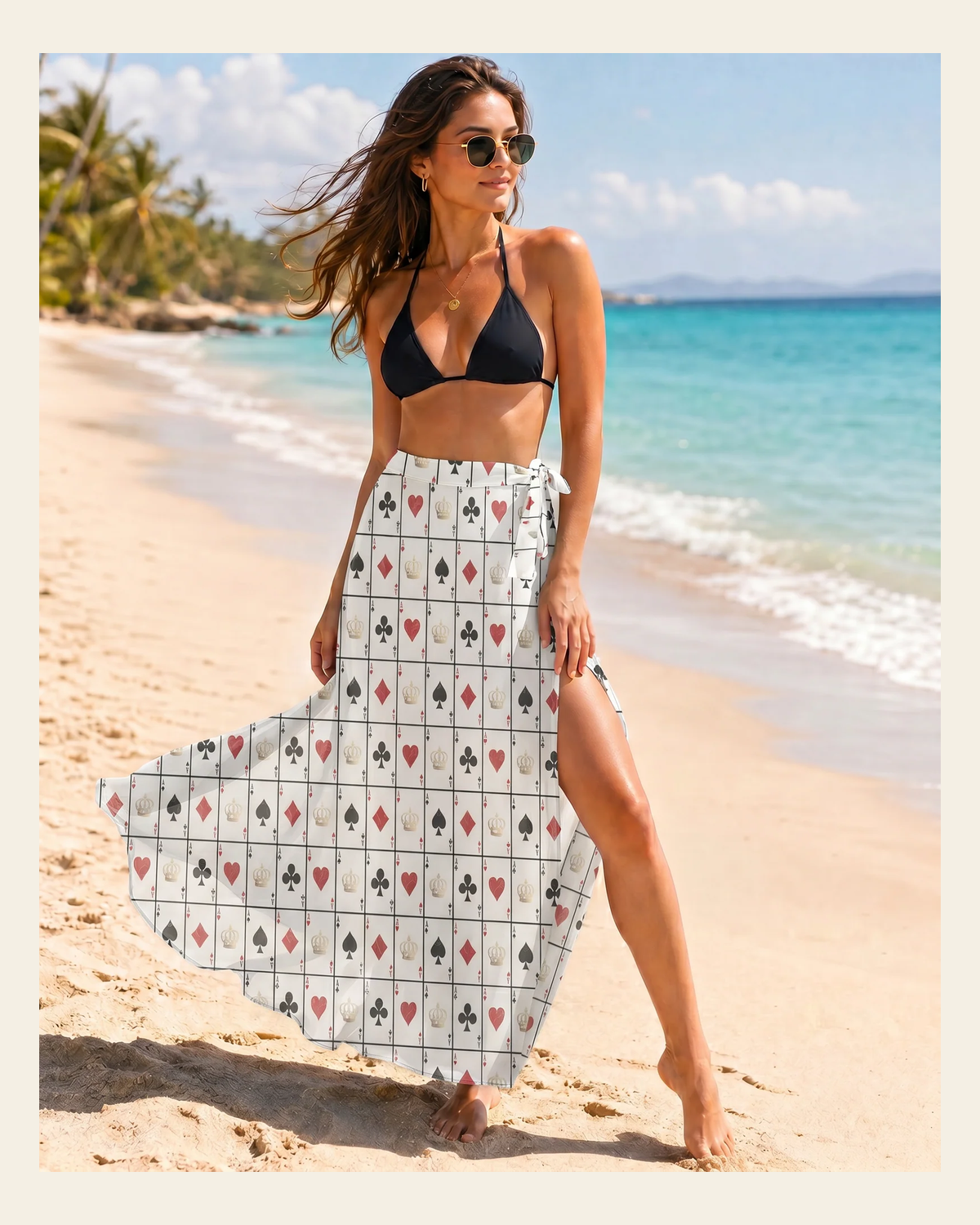 Baha Ranch Vegas Gambling Beach Coverup Skirt on a warm cream background