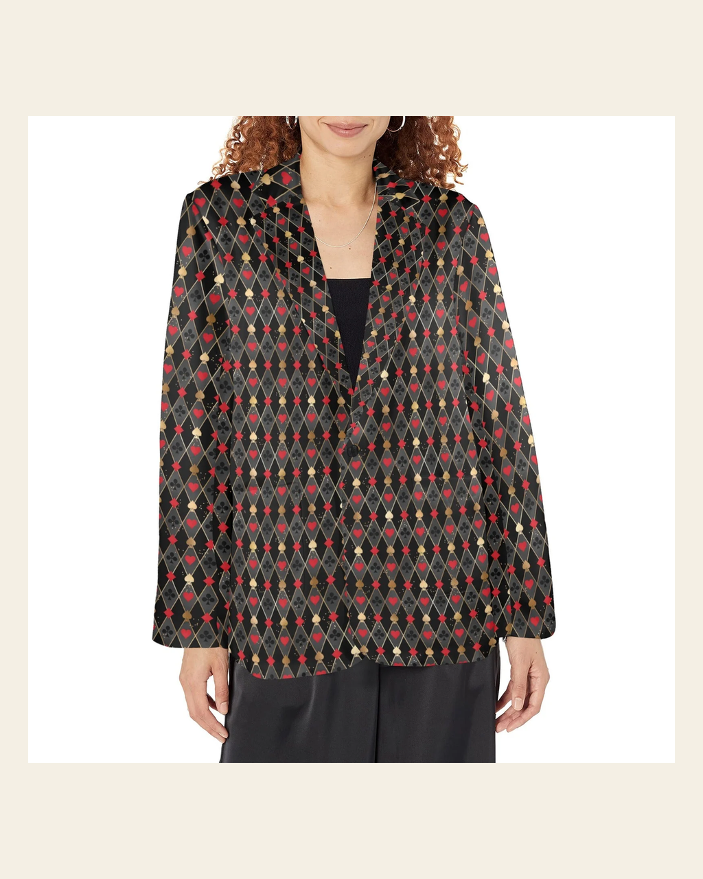 Baha Ranch Vegas King of Hearts Women's Western Blazer on a warm cream background