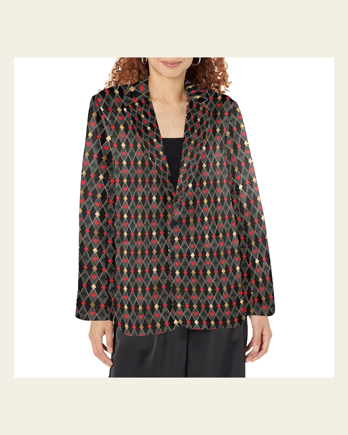 Baha Ranch Vegas King of Hearts Women's Western Blazer on a warm cream background