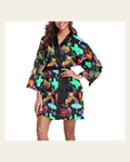 Baha Ranch Vegas Neon Women's Lounge Kimono Robe on a warm cream background