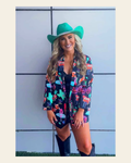Baha Ranch Vegas Neon Women's Western Blazer on a warm cream background
