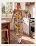 Baha Ranch Vintage Rodeo Poster Overalls Jumpsuit on a warm cream background