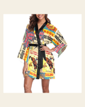 Baha Ranch Vintage Rodeo Poster Women's Lounge Kimono Robe on a warm cream background