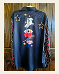 Baha Ranch Viva Las Vegas Rodeo Unisex Western Shirt on a warm cream background