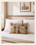 Baha Ranch Western Cactus Pillow Case Made in America on a warm cream background