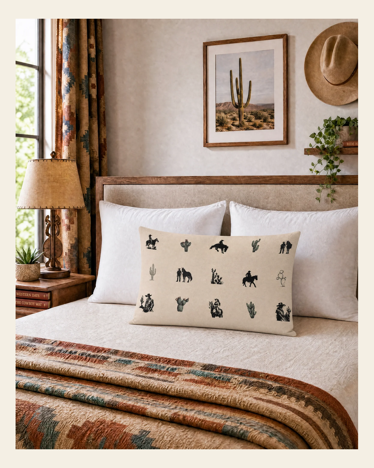 Baha Ranch Western Cowboy Cowgirl Pillowcase Made in America on a warm cream background