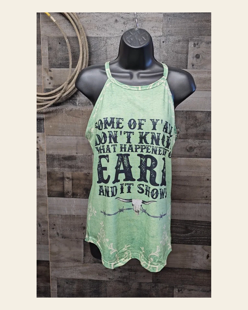 Baha Ranch What Happened to Earl Women's Tank Top on a warm cream background