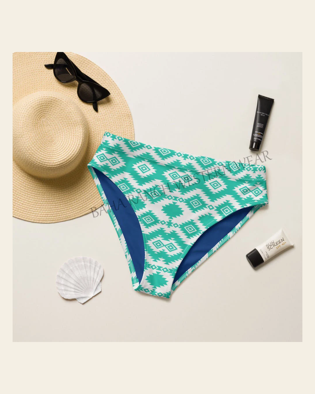 Baha Ranch Yeehaw Aztec Bronc Bikini Bottom on a warm cream background