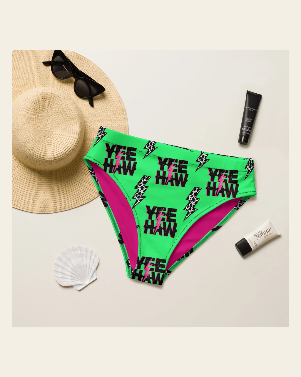 Baha Ranch Yeehaw Bikini Bottom on a warm cream background