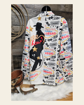 Baha Ranch Yeehaw Cowboy Vegas Women's Western Blazer on a warm cream background