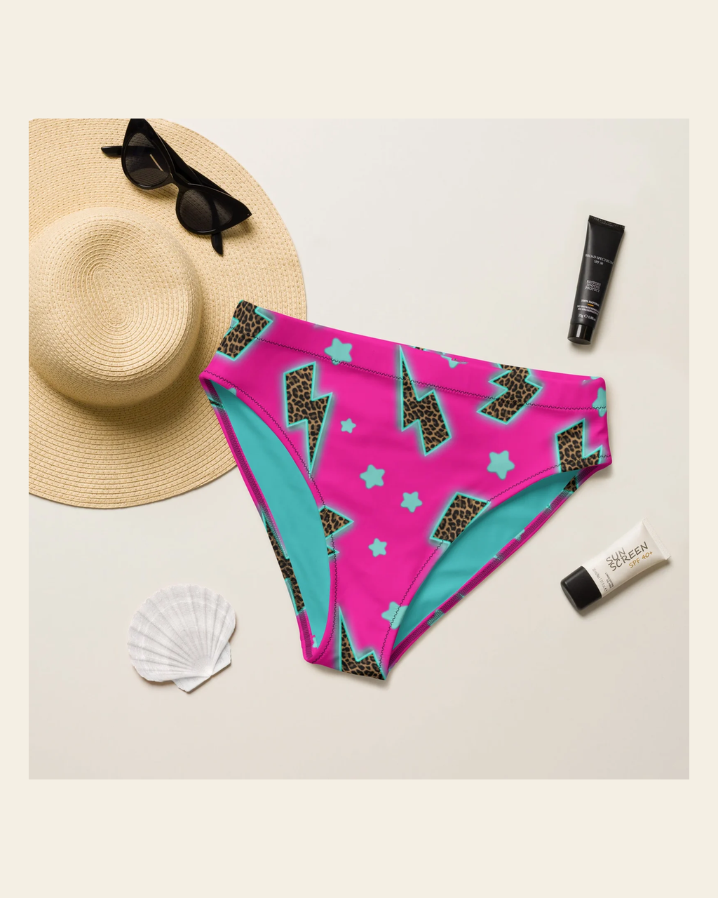 Baha Ranch Yeehaw Leopard Lightning Bikini Bottom on a warm cream background
