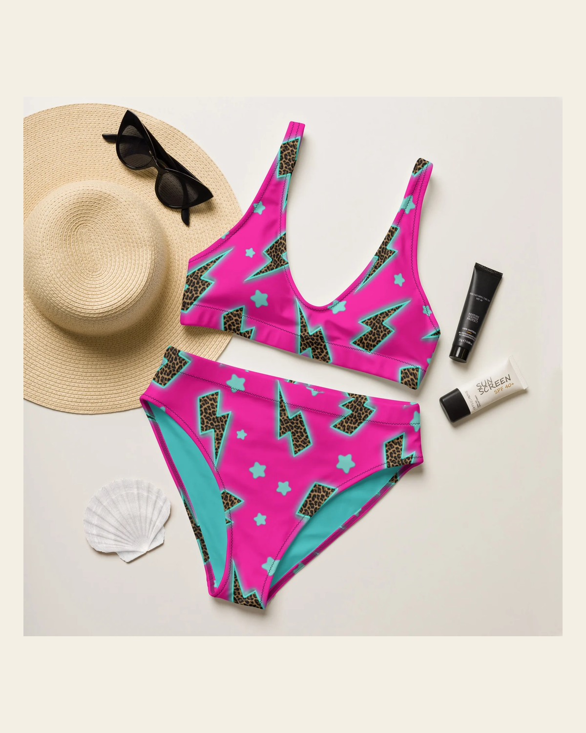 Baha Ranch Yeehaw Leopard Lightning Bikini on a warm cream background