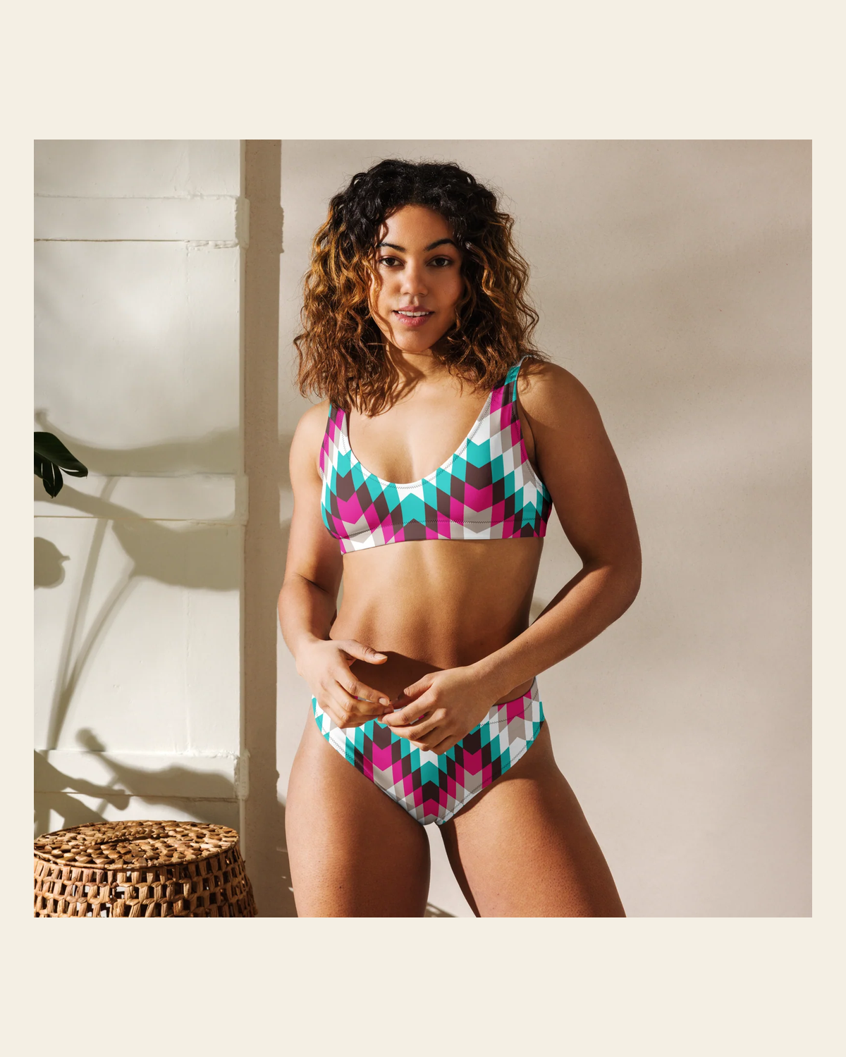 Baha Ranch Yeehaw Mullet Cowboy Aztec Bikini on a warm cream background
