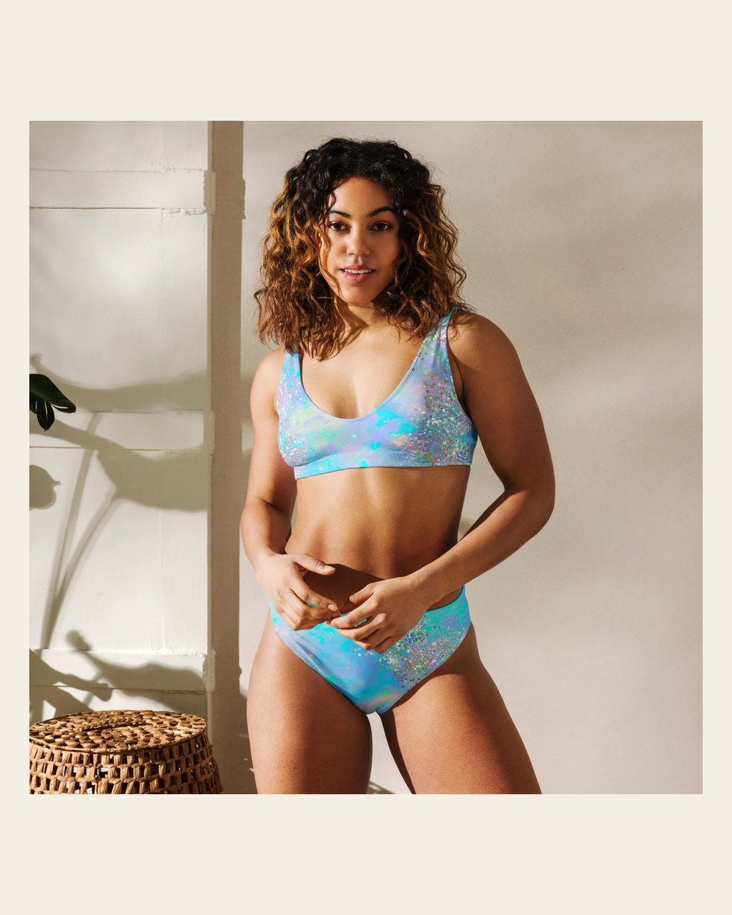 Baha Ranch Yeehaw Opal Bikini on a warm cream background