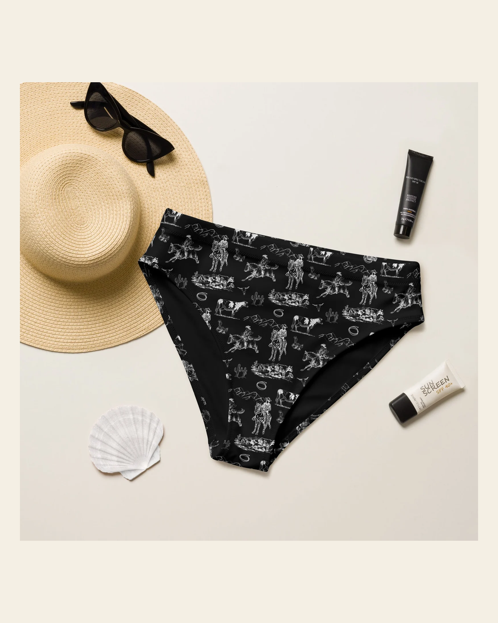 Baha Ranch Yeehaw Ranch Life Bikini Bottom on a warm cream background