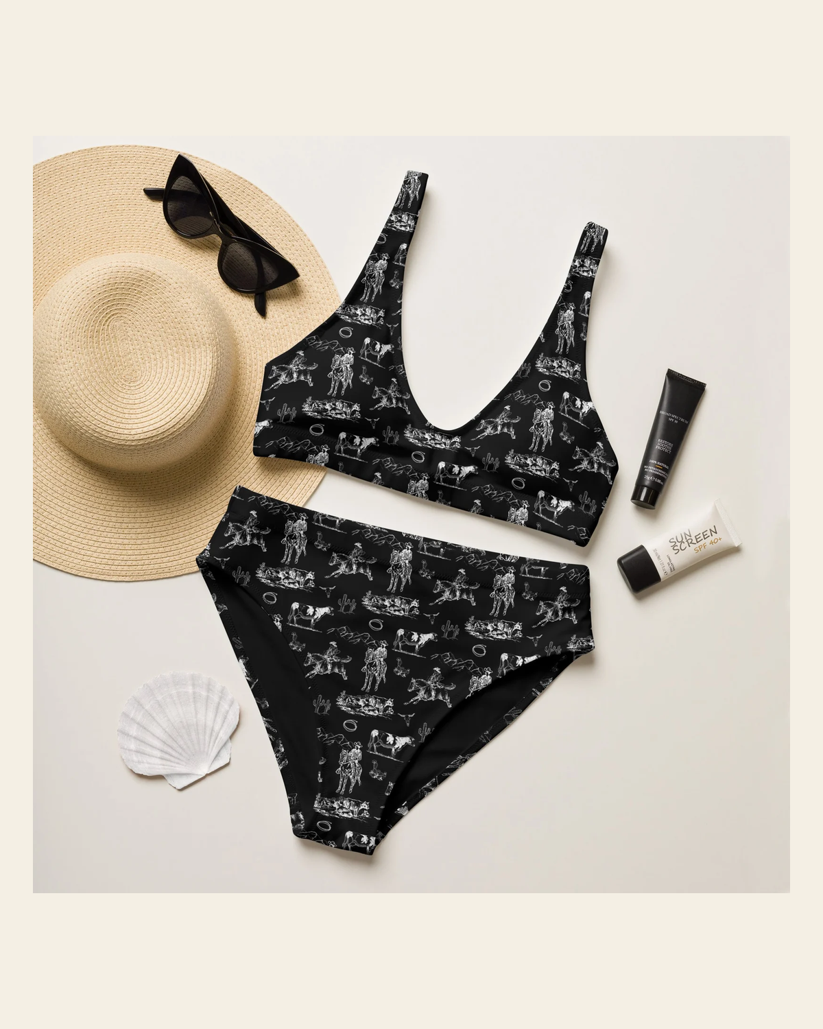 Baha Ranch Yeehaw Ranch Life Bikini on a warm cream background