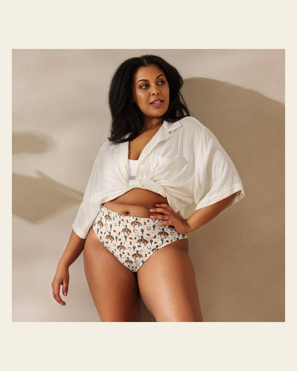 Baha Ranch Yeehaw Rodeo Cowboy Bikini Bottom on a warm cream background
