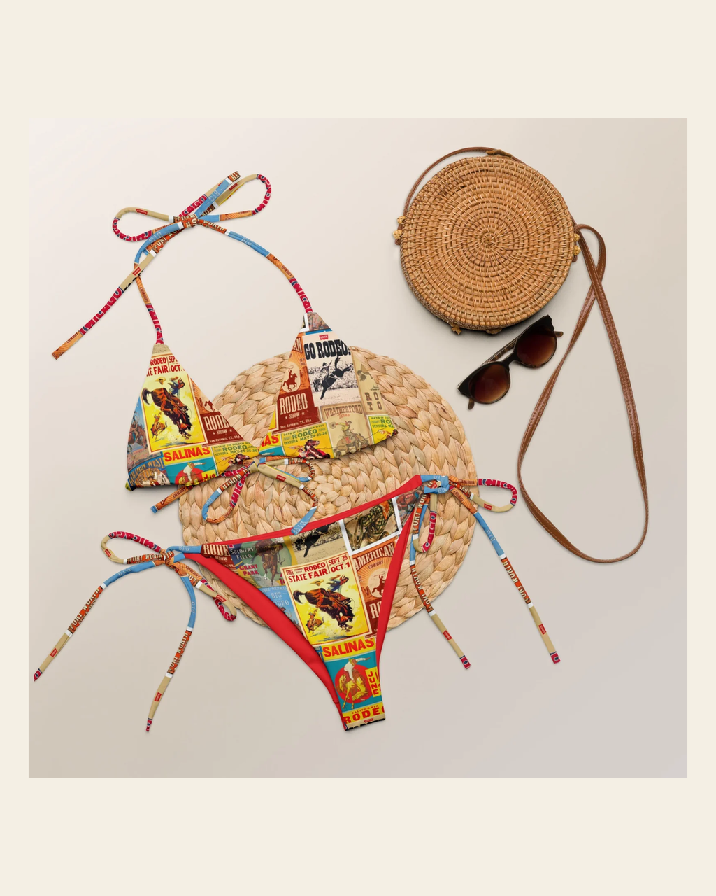 Baha Ranch Yeehaw Rodeo Poster String Bikini on a warm cream background