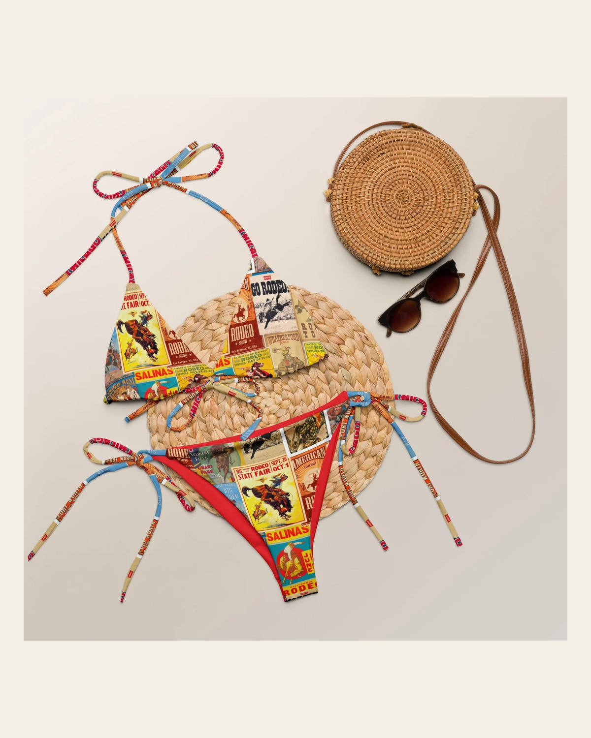 Baha Ranch Yeehaw Rodeo Poster String Bikini on a warm cream background
