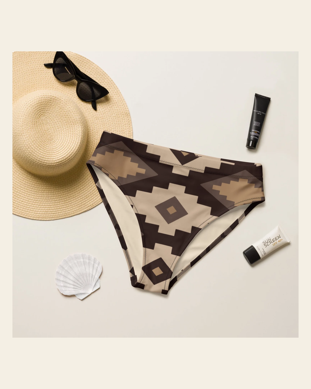 Baha Ranch Yeehaw Southwestern Earth Bikini Bottom on a warm cream background