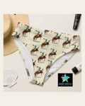 Baha Ranch Yeehaw Vintage Rodeo Cowboy Bikini Bottom on a warm cream background