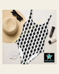 Baha Ranch Yeehaw White Aztec One Piece Swimsuit on a warm cream background