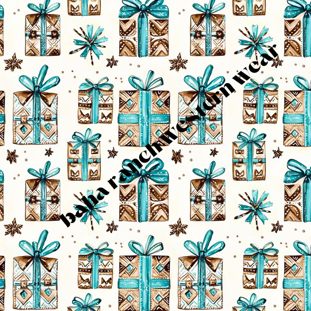 Baha Ranch Turquoise Christmas Presents Men's Western Pajamas by Baha Ranch Western Wear - product image 2